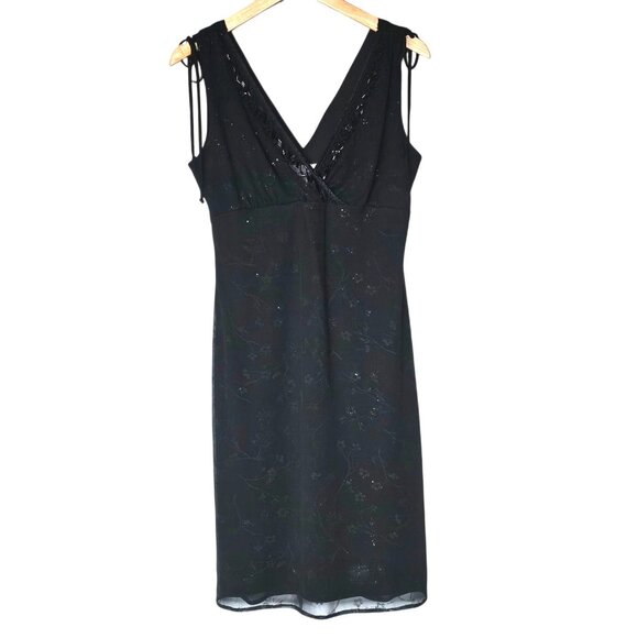 Y2K Breakin' Loose Babydoll Dress Black Size 13/14 Beaded Floral Mesh Whimsigoth - Picture 1 of 13